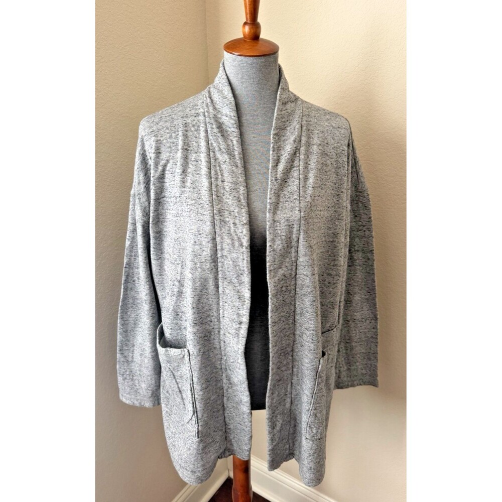 Eileen Fisher Women's Size Small Gray 100% Organic Cotton Open Front Cardigan